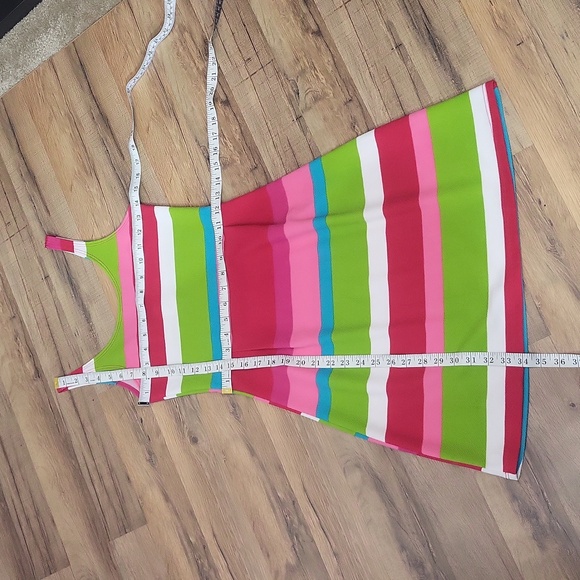 TOVIA Pink White Green Blue Stripe Tank Dress - Picture 5 of 6